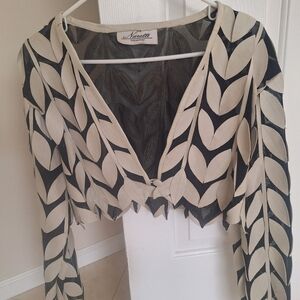 Evening Bolero Style Jacket. Leather and Sheer